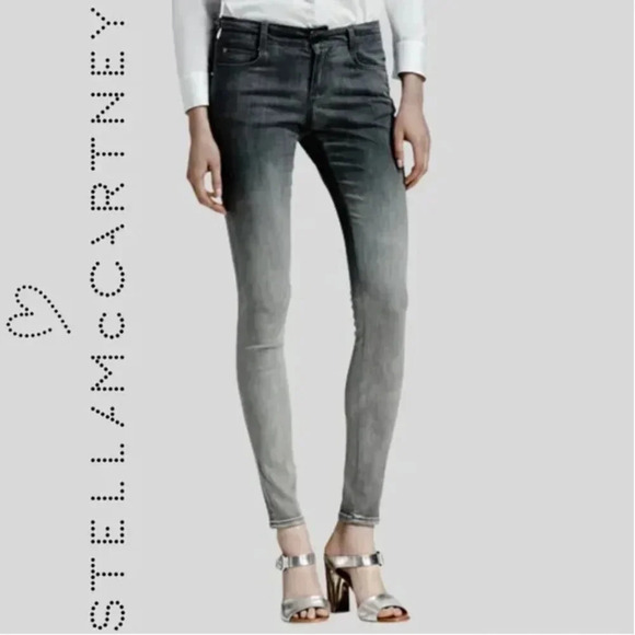 Stella McCartney Jeans Skinny Denim Gray to Black Ombre Designer Women's Size 27 - Picture 1 of 14